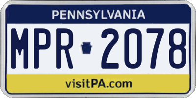 PA license plate MPR2078