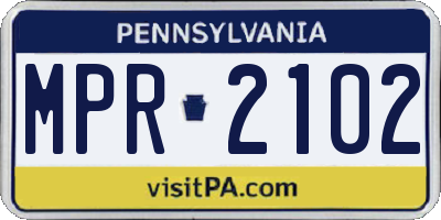 PA license plate MPR2102