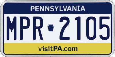 PA license plate MPR2105