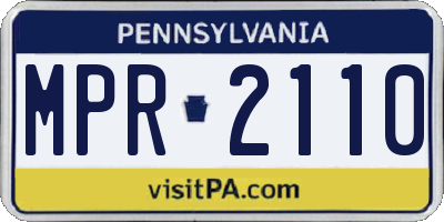 PA license plate MPR2110