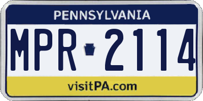 PA license plate MPR2114