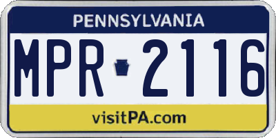 PA license plate MPR2116