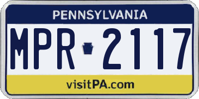 PA license plate MPR2117