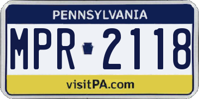 PA license plate MPR2118
