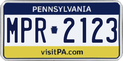 PA license plate MPR2123