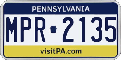 PA license plate MPR2135
