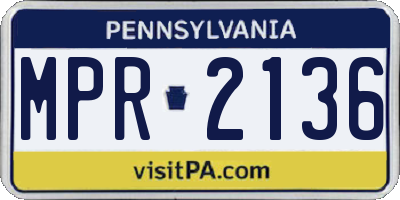 PA license plate MPR2136