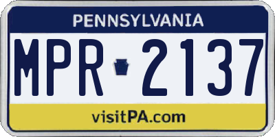 PA license plate MPR2137