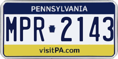 PA license plate MPR2143