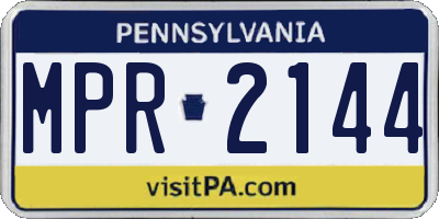 PA license plate MPR2144