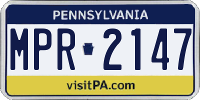 PA license plate MPR2147