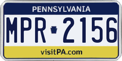 PA license plate MPR2156