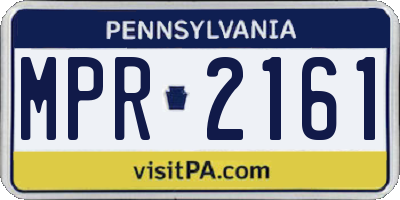 PA license plate MPR2161