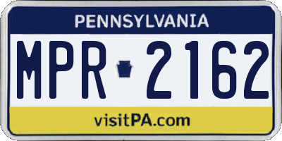 PA license plate MPR2162