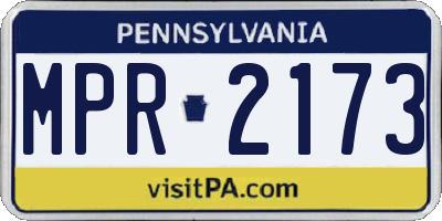 PA license plate MPR2173