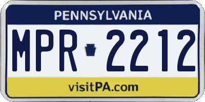 PA license plate MPR2212