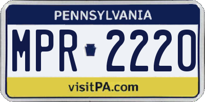 PA license plate MPR2220