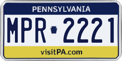 PA license plate MPR2221