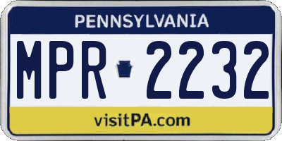 PA license plate MPR2232