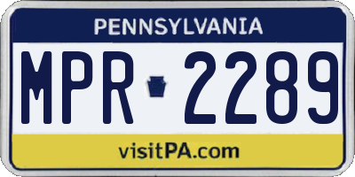 PA license plate MPR2289