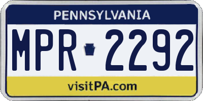 PA license plate MPR2292