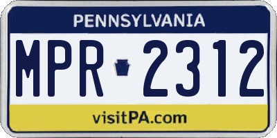 PA license plate MPR2312