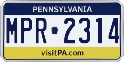 PA license plate MPR2314