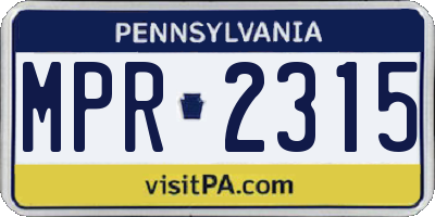PA license plate MPR2315