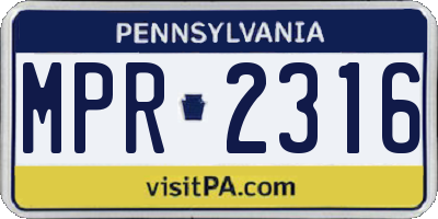 PA license plate MPR2316