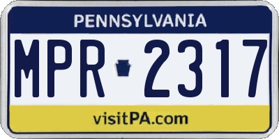 PA license plate MPR2317
