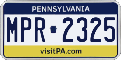 PA license plate MPR2325