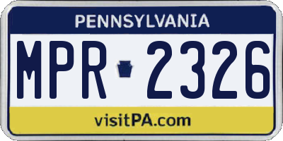 PA license plate MPR2326