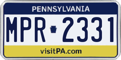 PA license plate MPR2331