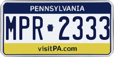 PA license plate MPR2333