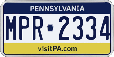 PA license plate MPR2334