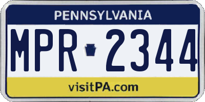 PA license plate MPR2344