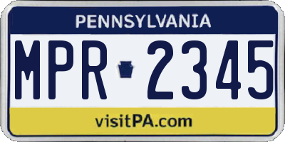 PA license plate MPR2345