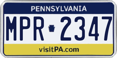 PA license plate MPR2347