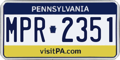 PA license plate MPR2351