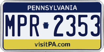 PA license plate MPR2353