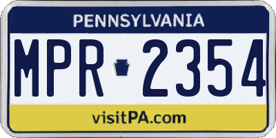 PA license plate MPR2354