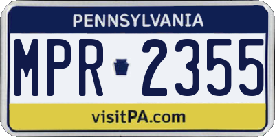 PA license plate MPR2355
