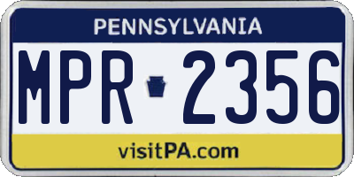 PA license plate MPR2356