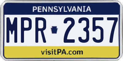 PA license plate MPR2357