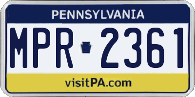 PA license plate MPR2361