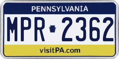 PA license plate MPR2362