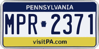 PA license plate MPR2371