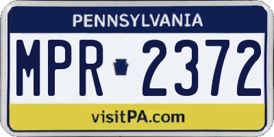 PA license plate MPR2372