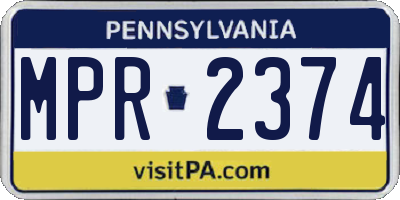PA license plate MPR2374
