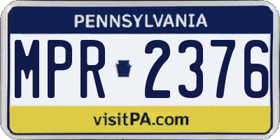 PA license plate MPR2376